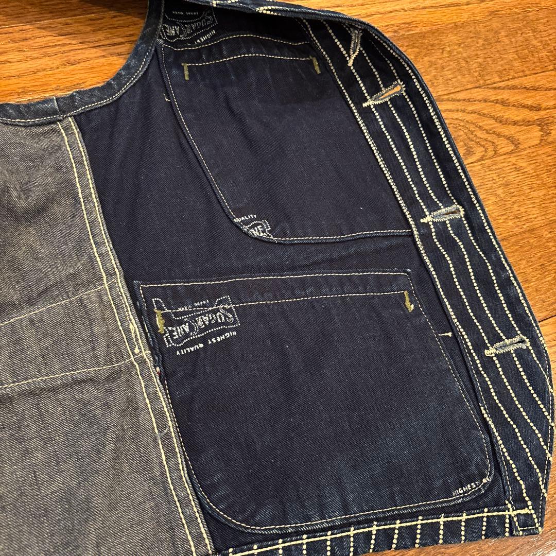 シュガーケーン 9oz インディゴ ウォバッシュ ストライプ ベスト 36