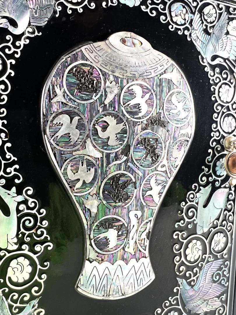 高級宝石箱　螺鈿細工 螺鈿 らでん 小物入れ 観音開き 道具箱 箱 ３段