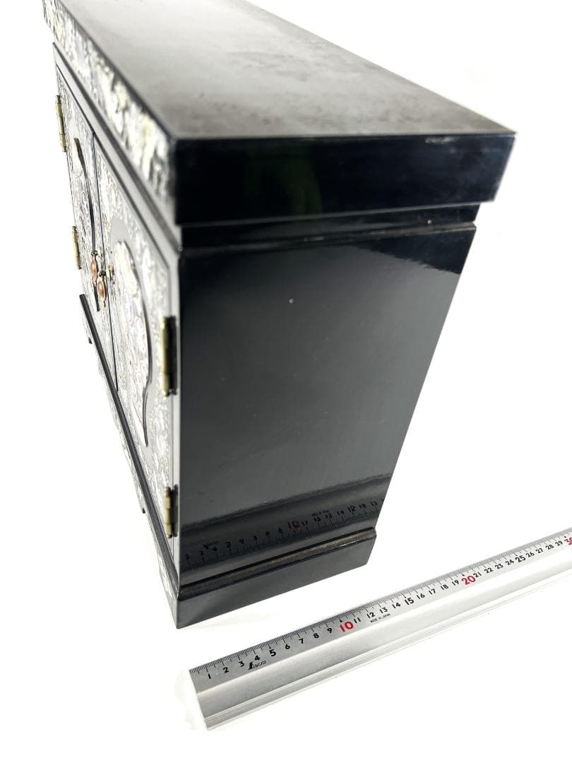 高級宝石箱　螺鈿細工 螺鈿 らでん 小物入れ 観音開き 道具箱 箱 ３段