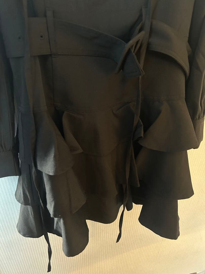 pium ティアードフリル長袖ミニワンピース ブラック【本日0時消します】