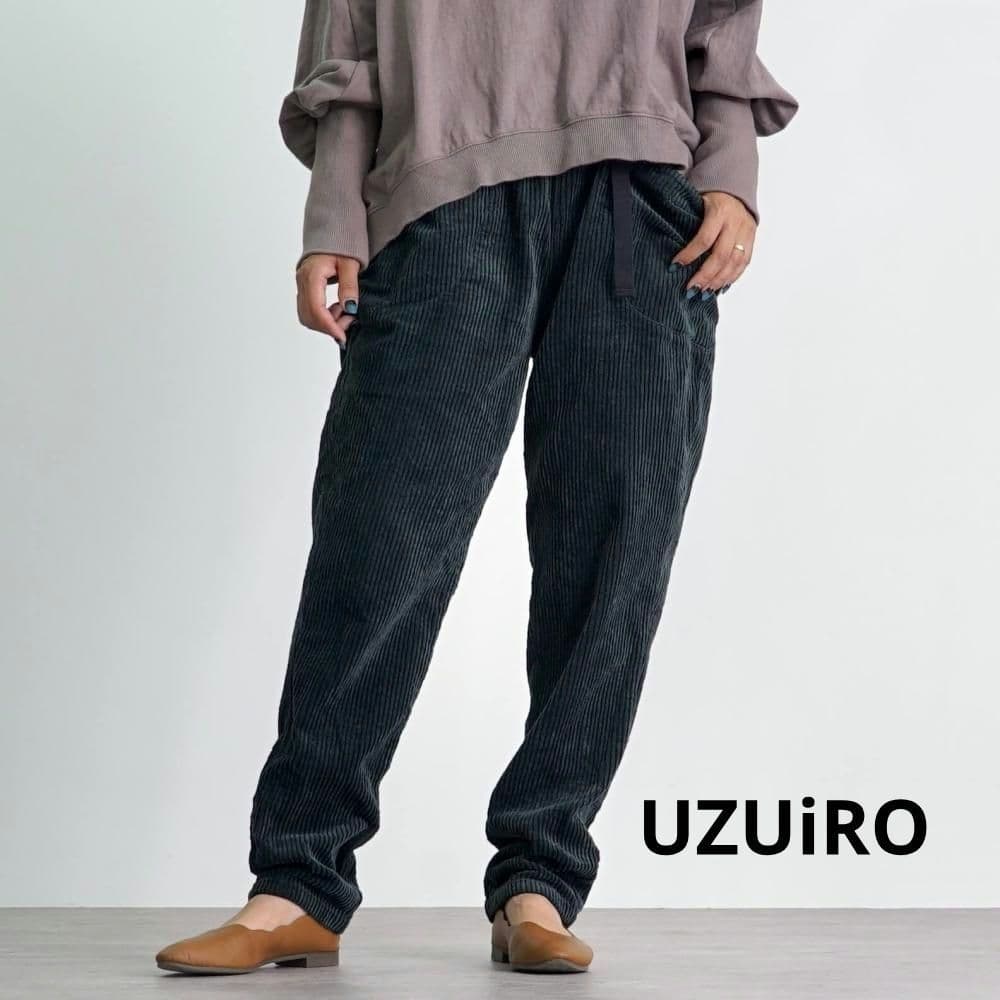UZUiRO コーデュロイキャンプワークパンツ/ブラック/遠州織物