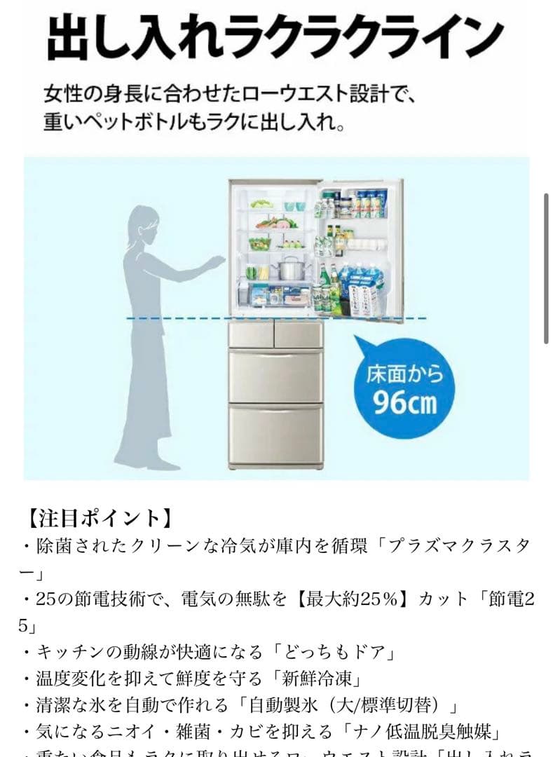 SHARP 5ドア冷蔵庫 SJ-W412E-S