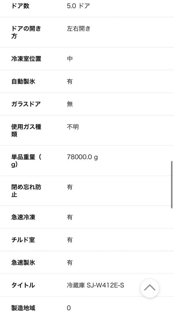 SHARP 5ドア冷蔵庫 SJ-W412E-S