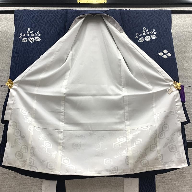 507ay33□お宮参り 男児 着物 掛け着 長襦袢付 総刺繍 絞染め□状態良好