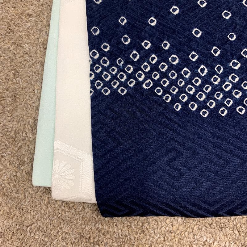 507ay33□お宮参り 男児 着物 掛け着 長襦袢付 総刺繍 絞染め□状態良好