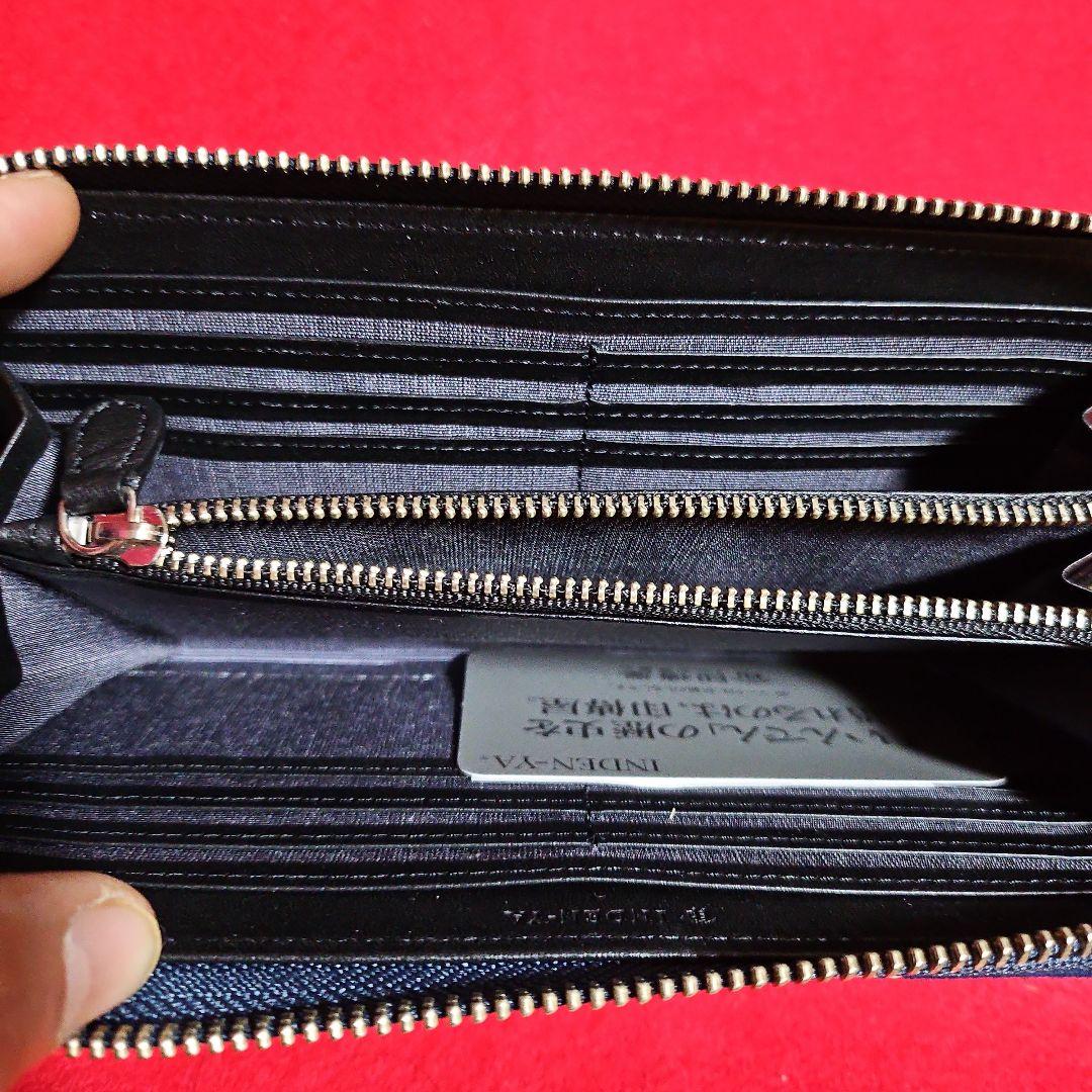 印伝鹿革トンボ柄ネイビー長財布