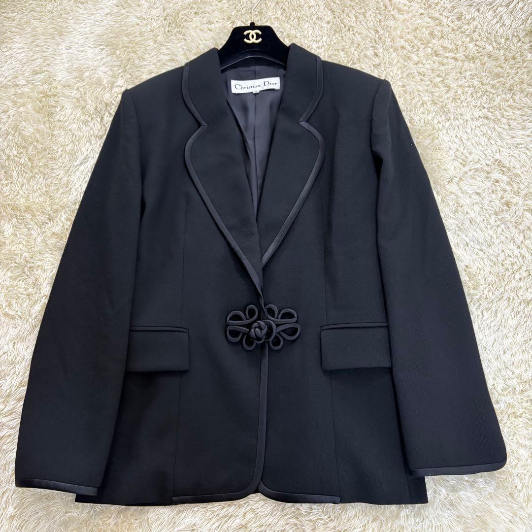 クリスチャンディオール　テーラードジャケット パイピングジャケット　ブラック