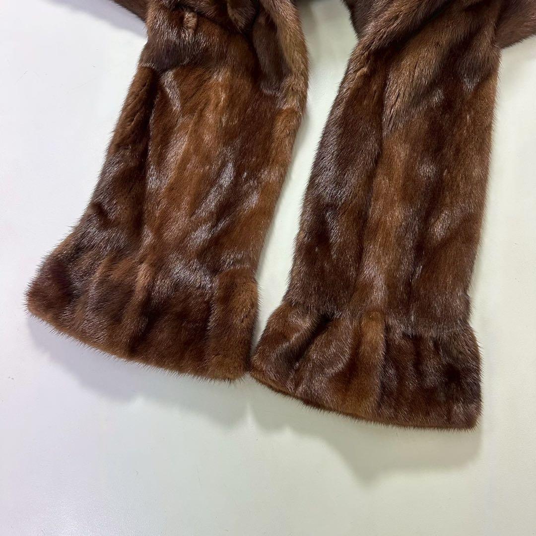 レアデザイン◎ツヤ◎色味◎デミバフミンク ファーコート 裾袖フレア クロップド丈