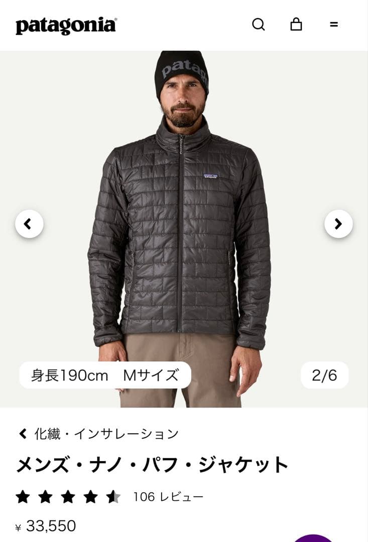 patagonia メンズ・ナノ・パフ・ジャケット ダウンジャケット　サイズL