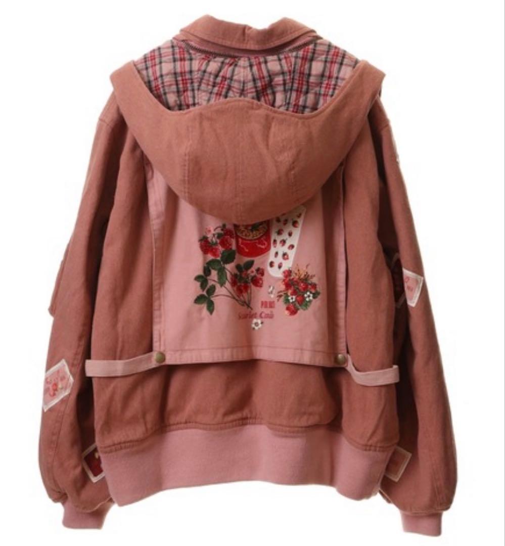 ゆ*♡様 ピンクハウス PINKHOUSE イチゴ刺繍 ワッペンデニム中綿コート