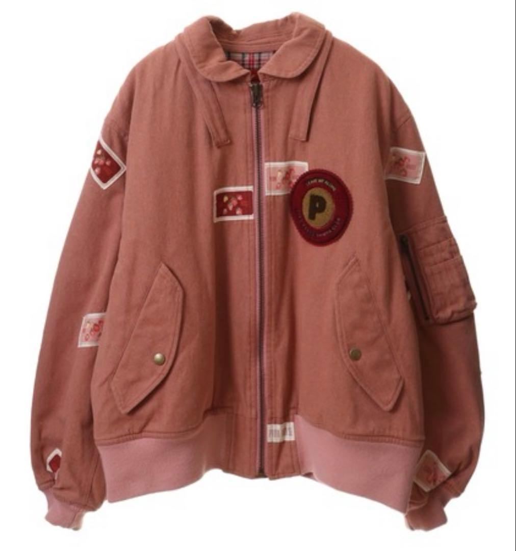 ゆ*♡様 ピンクハウス PINKHOUSE イチゴ刺繍 ワッペンデニム中綿コート