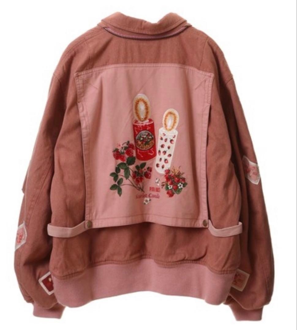 ゆ*♡様 ピンクハウス PINKHOUSE イチゴ刺繍 ワッペンデニム中綿コート
