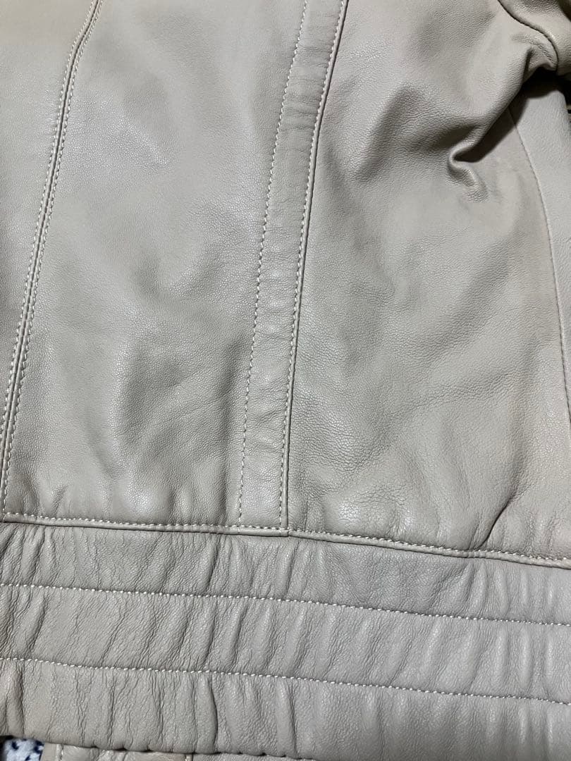 バーバリーロンドン　羊革 ラムレザージャケット グレージュ38