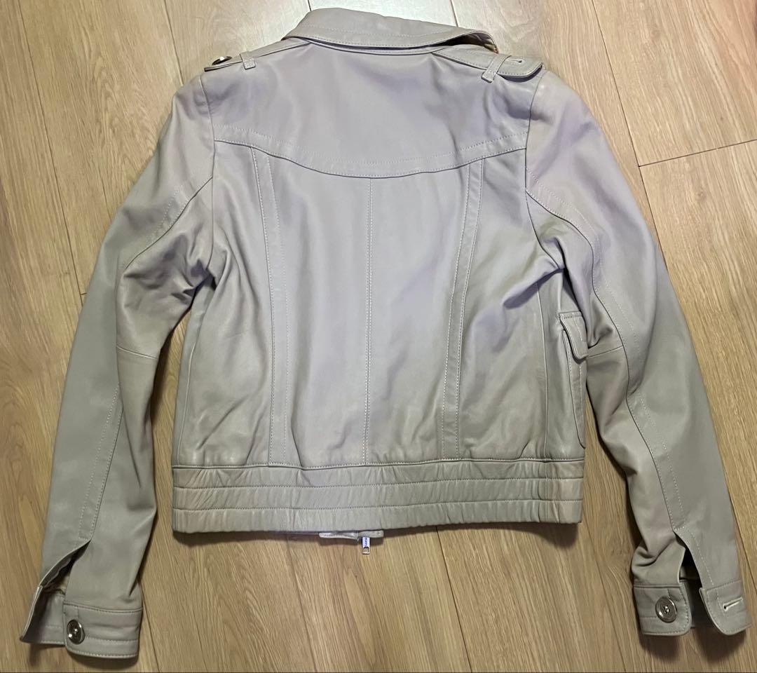 バーバリーロンドン　羊革 ラムレザージャケット グレージュ38