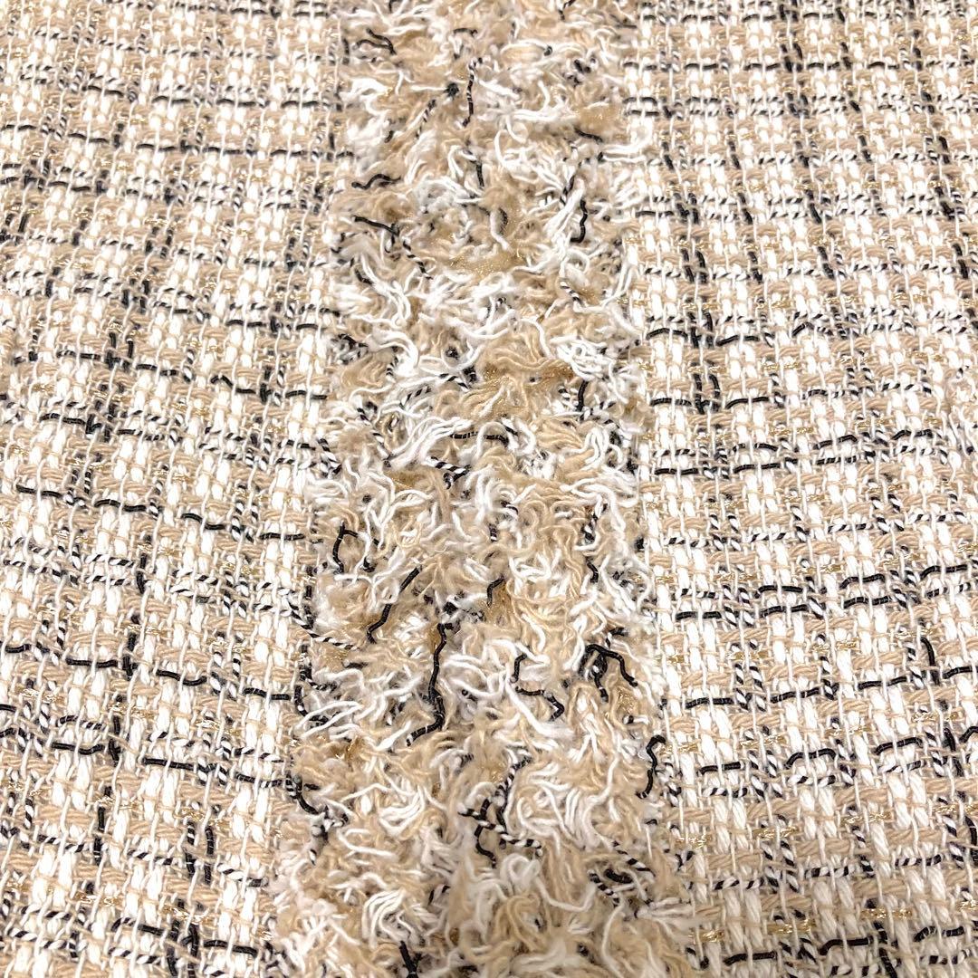 【タグ付き】LETICIA　レティシア　ベスト　フリンジ　ツイード　38　M相当