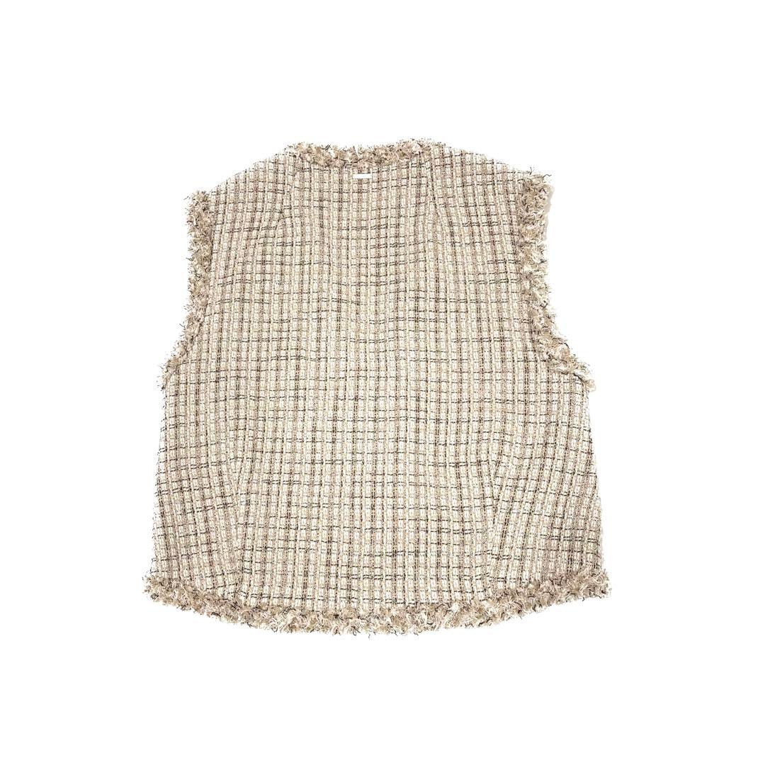 【タグ付き】LETICIA　レティシア　ベスト　フリンジ　ツイード　38　M相当
