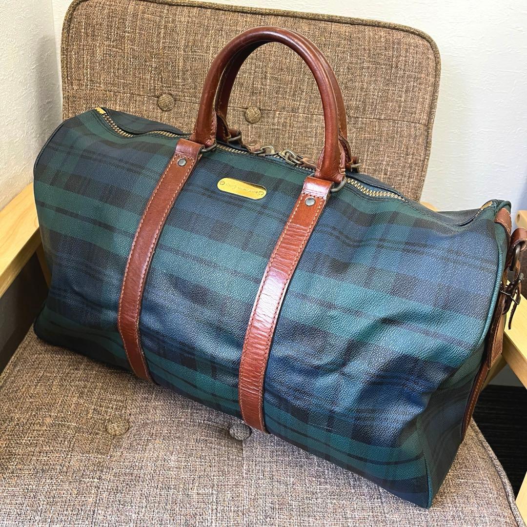 【H】希少✨ポロ ラルフローレン　ボストンバック　大容量　チェック柄