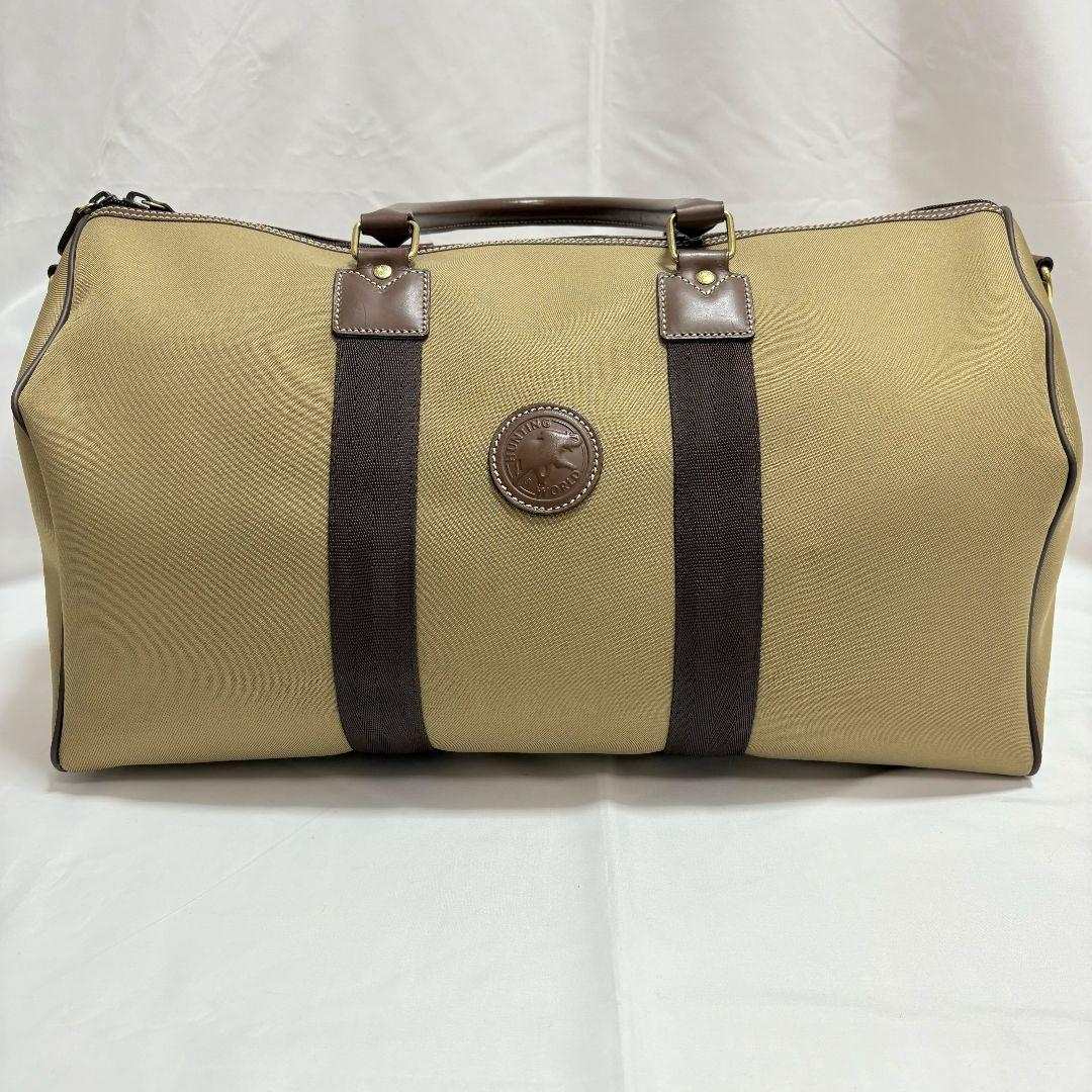 極美品✨ ハンティングワールド サファリ ボストンバッグ 大容量 レザーパッチ