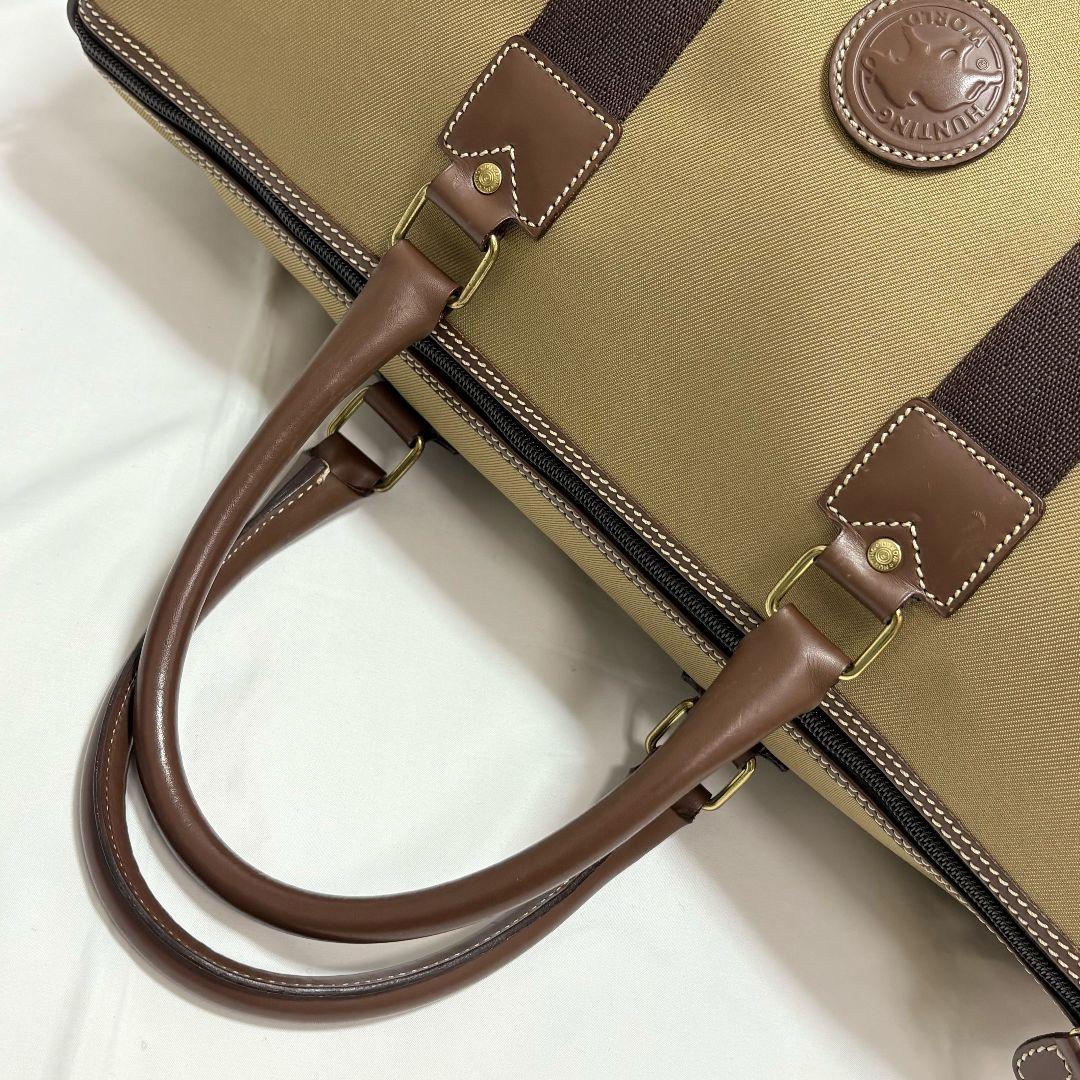 極美品✨ ハンティングワールド サファリ ボストンバッグ 大容量 レザーパッチ