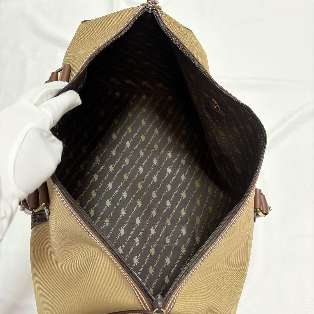 極美品✨ ハンティングワールド サファリ ボストンバッグ 大容量 レザーパッチ