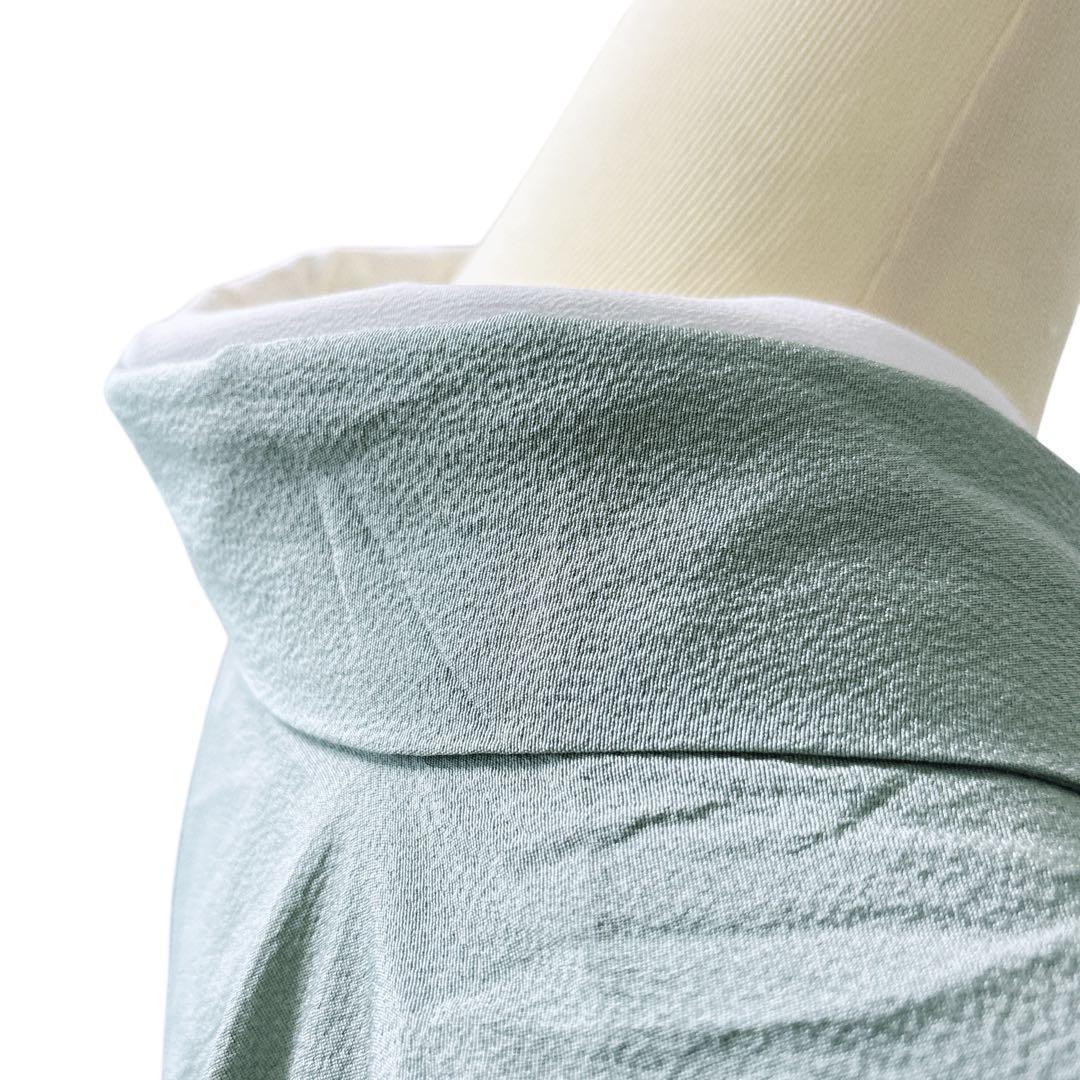 A143愛華 着物 付け下げ袷刺繍　スワト　錆青磁　フォーマル　身丈162cm