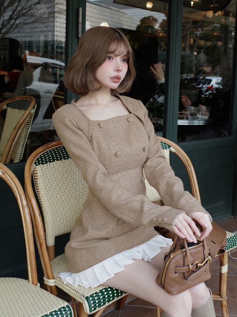 Darich プリーツドッキングツイードミニワンピース 新品未使用