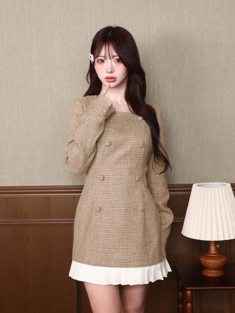 Darich プリーツドッキングツイードミニワンピース 新品未使用