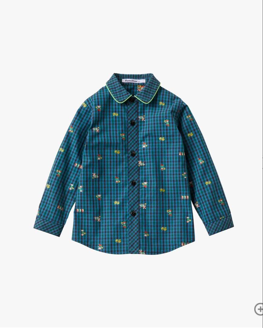 【新品SALE中！】ファミリア 長袖 シャツ 110 ブラウス 青系 チェック