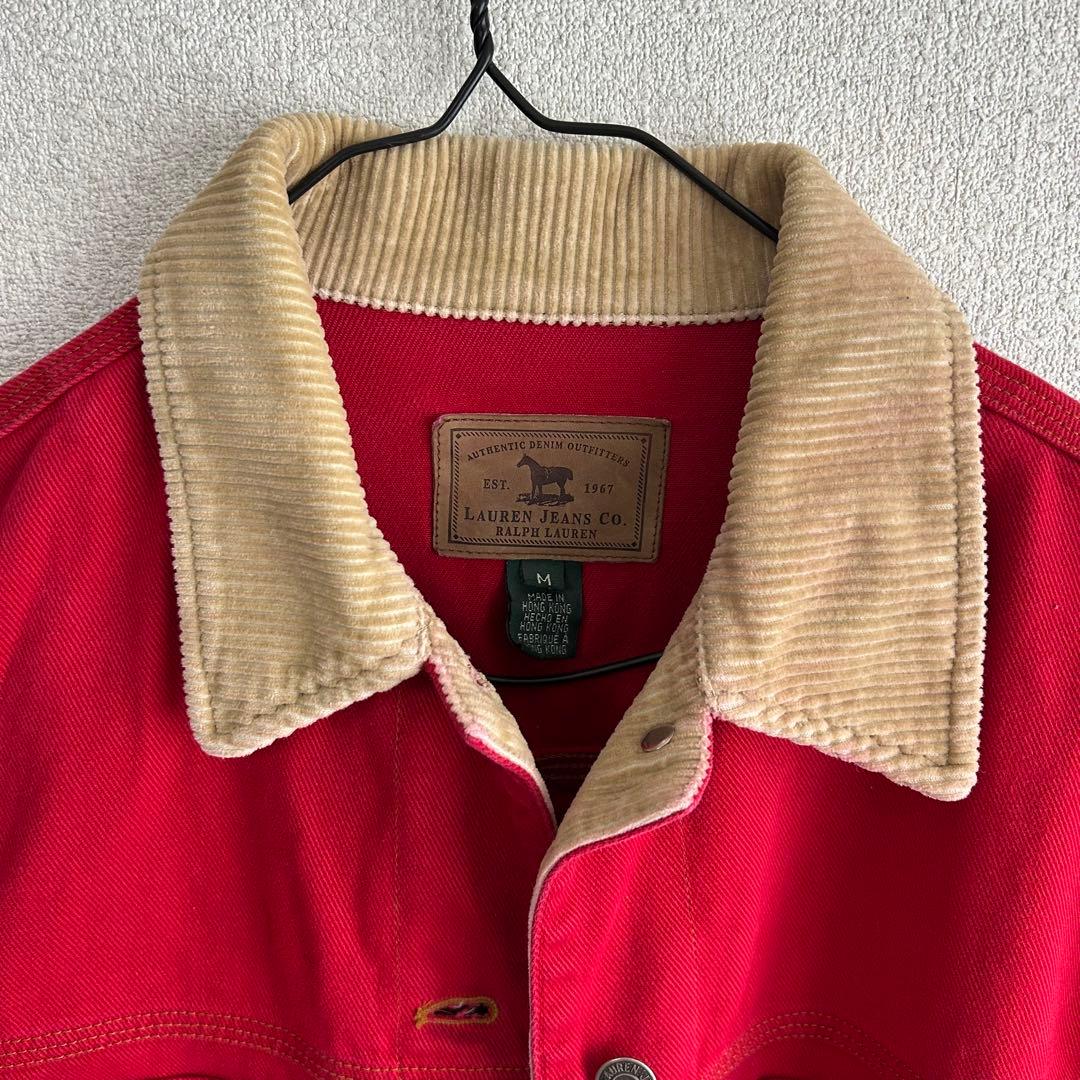 【美品】LAUREN JEANS Co. ラルフローレン　カバーオール　赤　M