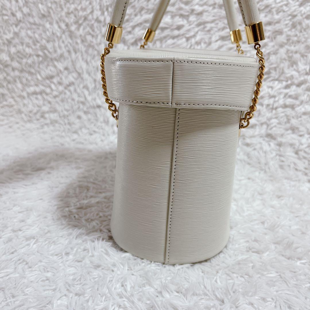 極美品✨ハナエモリ バニティバッグ ハンドバッグ レザー サークルロゴ　白