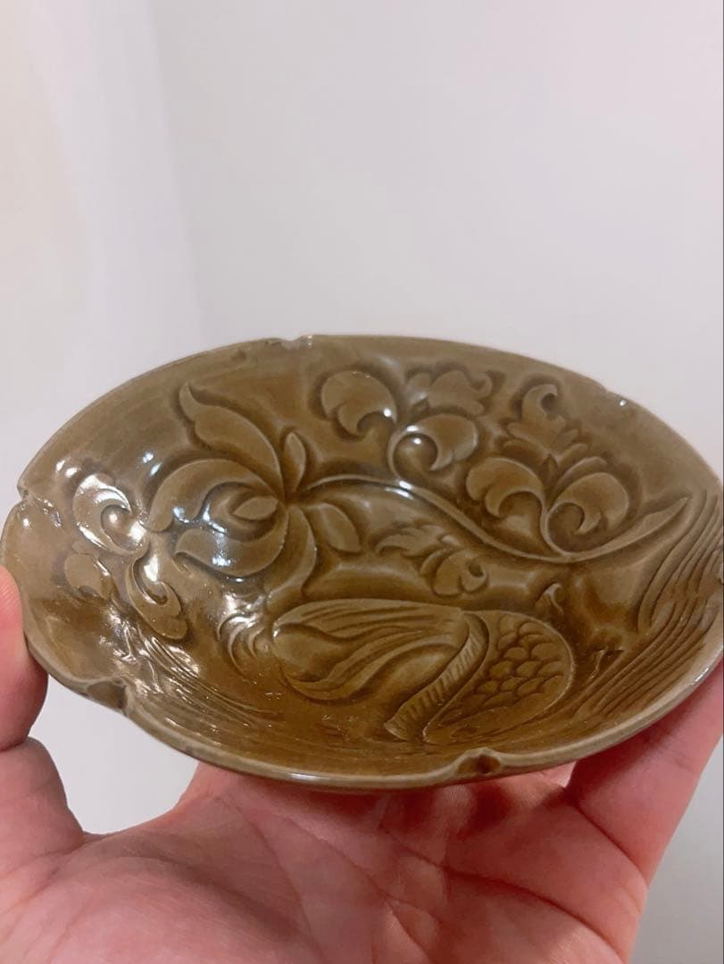 耀州窯刻花魚斗笠碗 唐物　茶道具 煎茶碗　中国古美術　骨董品　陶芸