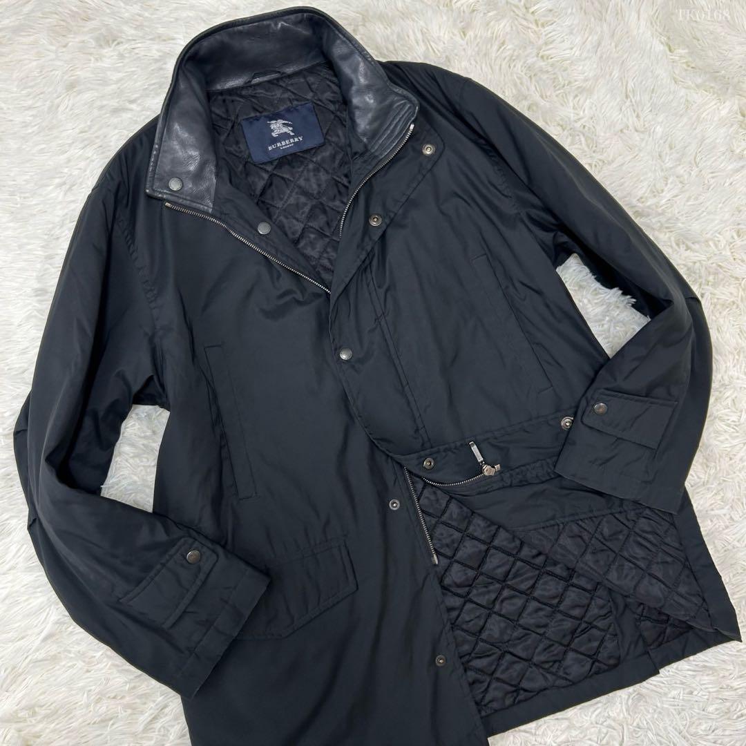 【美品/M】バーバリーロンドン ステンカラーコート アウター キルティング 黒