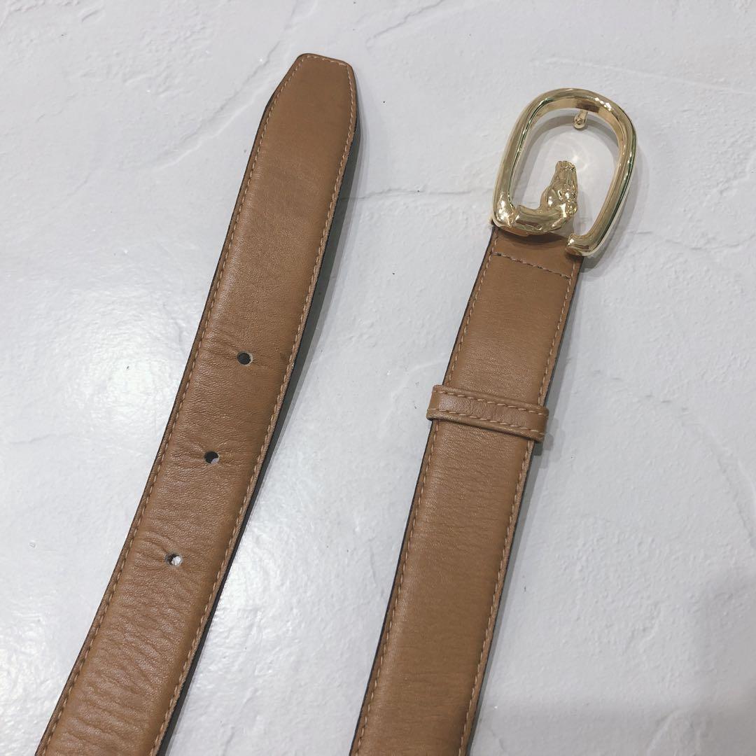 ☆GUCCI☆ グッチ 馬モチーフ バックルベルト ブラウン ゴールド金具