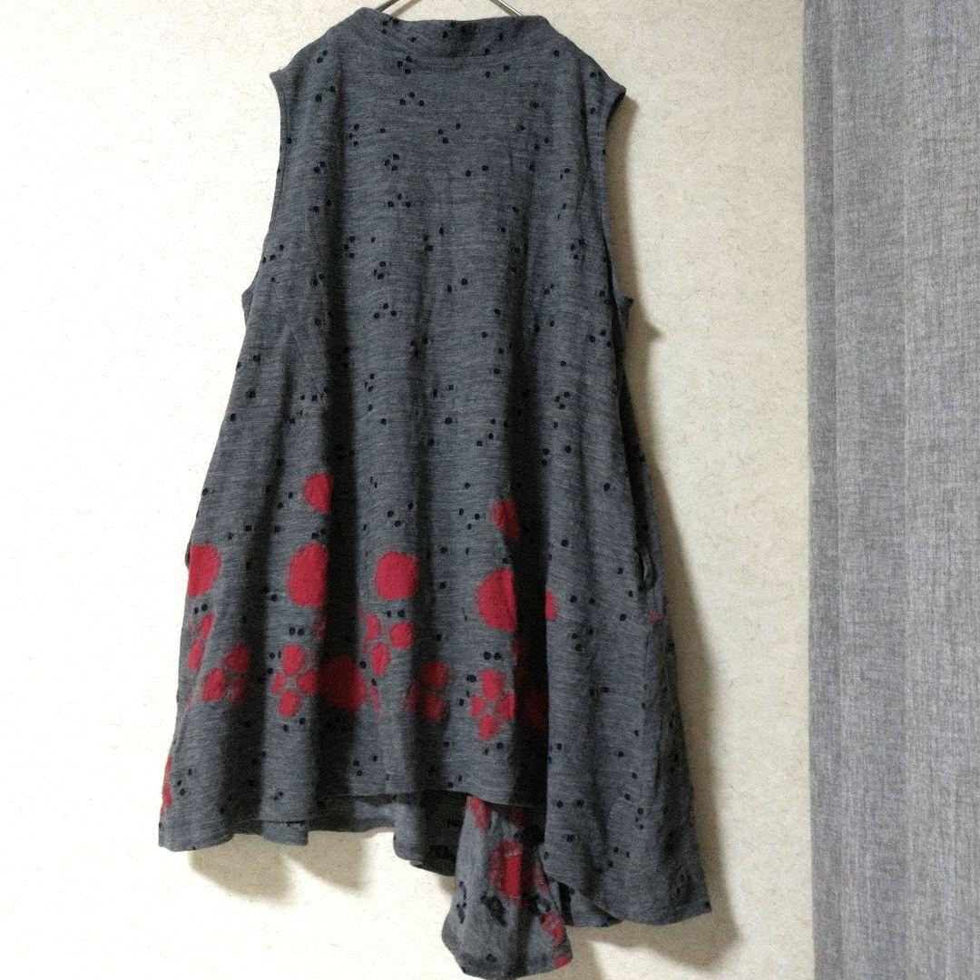 美品　慈雨　ウール　チュニック　ワンピース グレー 　L　センソユニコ