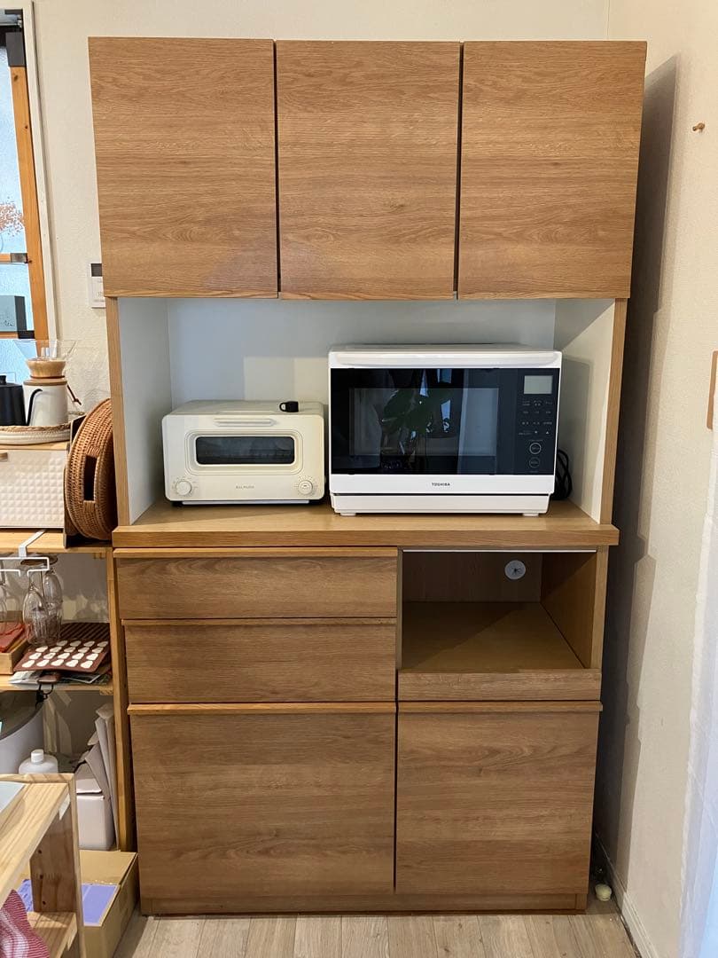 LOWYA 食器棚 上部収納付き