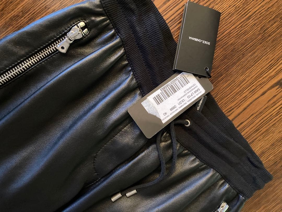 DOLCHE&GABBANA新品タグ付BLACKレザージョガーパンツmen's可