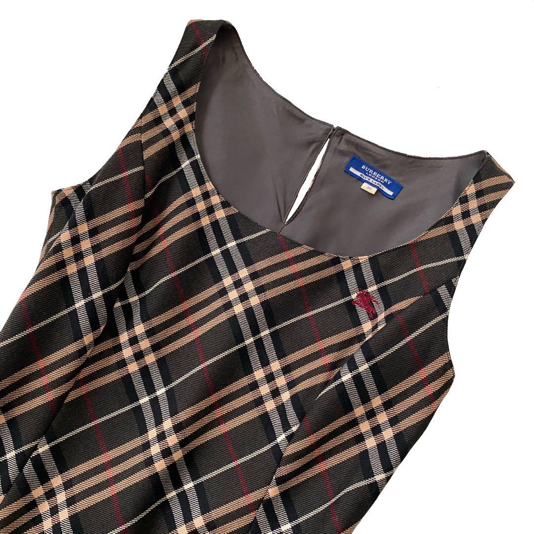 美品 バーバリーブルーレーベル ノバチェック ワンピース ワンポイントロゴ 38