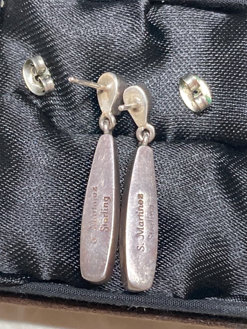 S.Martinez インディアン インレイ ターコイズ シルバー ピアス