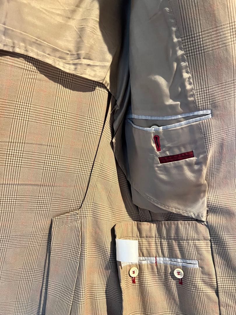 BRUNELLO CUCINELLI ベージュ チェック柄 ビジネスジャケット