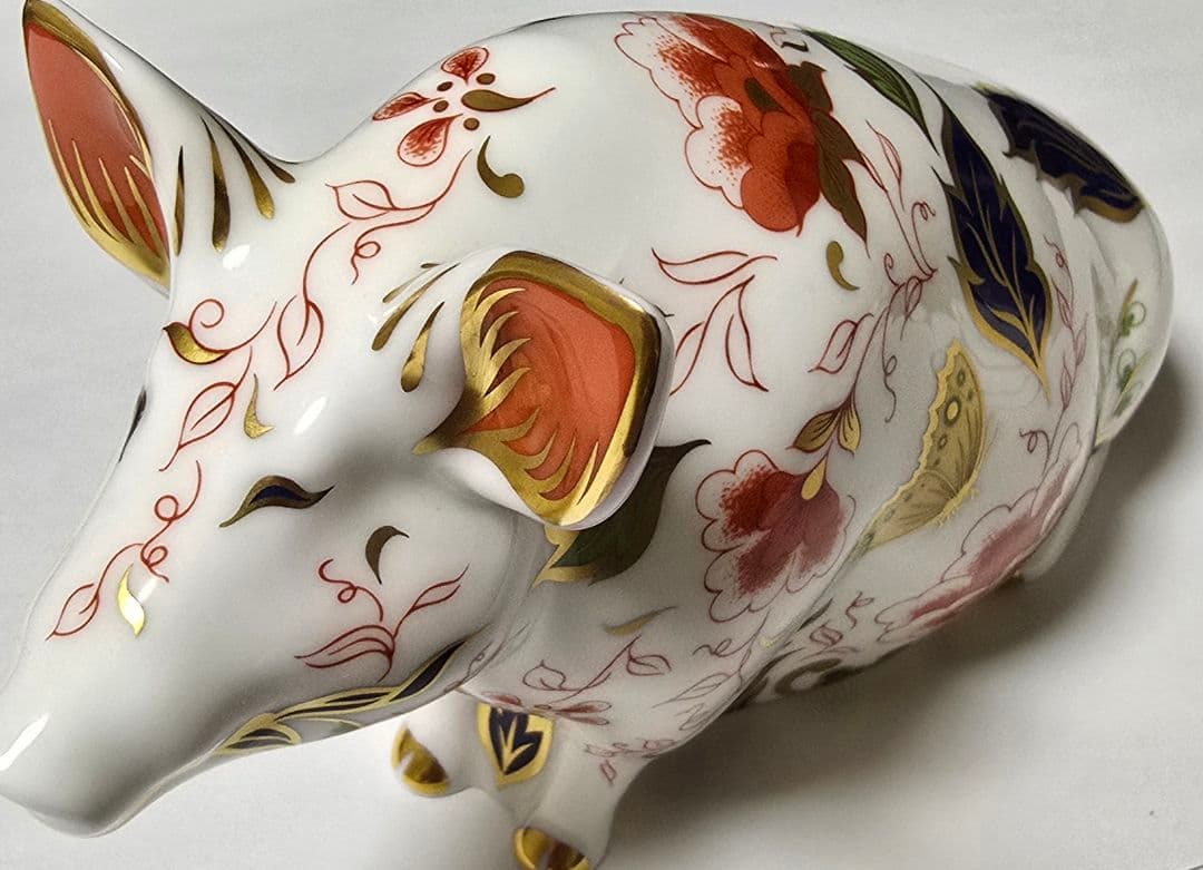 工芸品  Crown Derby Sitting Pig