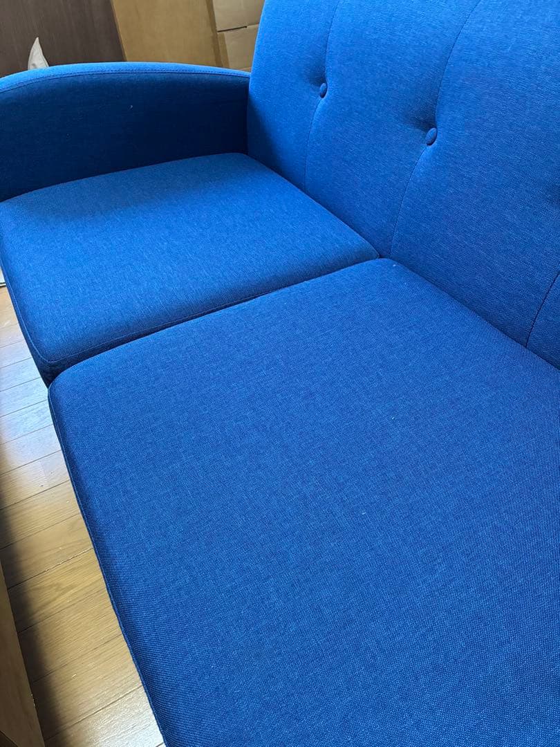 山梨県内配送無料 ソファ オットマン付き ブルー