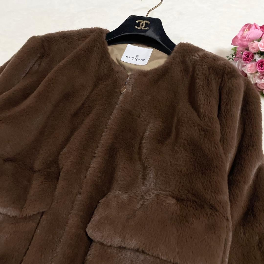 極美品● モラビト ボアジャケット ブルゾン ファー ブラウン 38