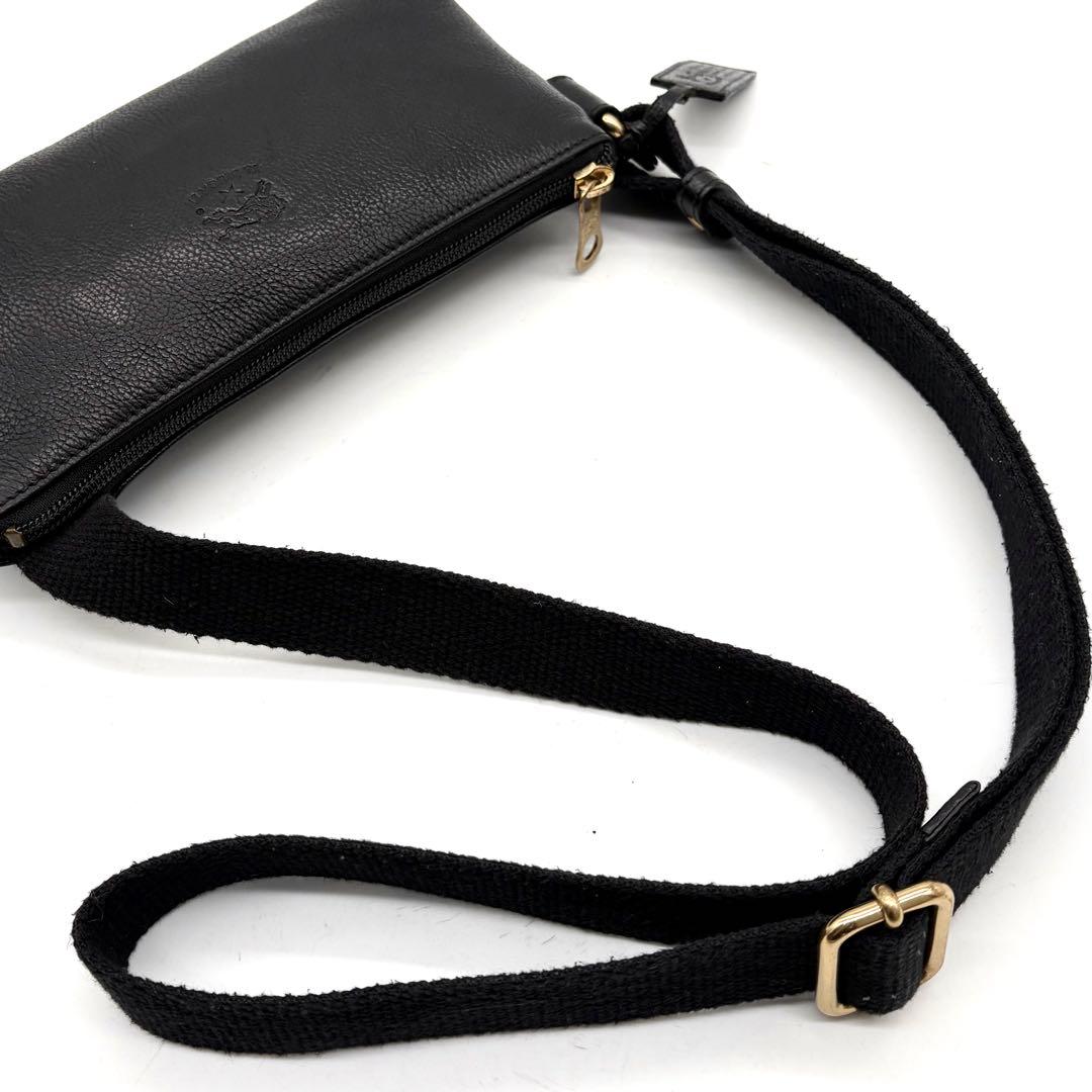 【美品】イルビゾンテ ショルダーバッグ ボディバッグ レザー ブラック