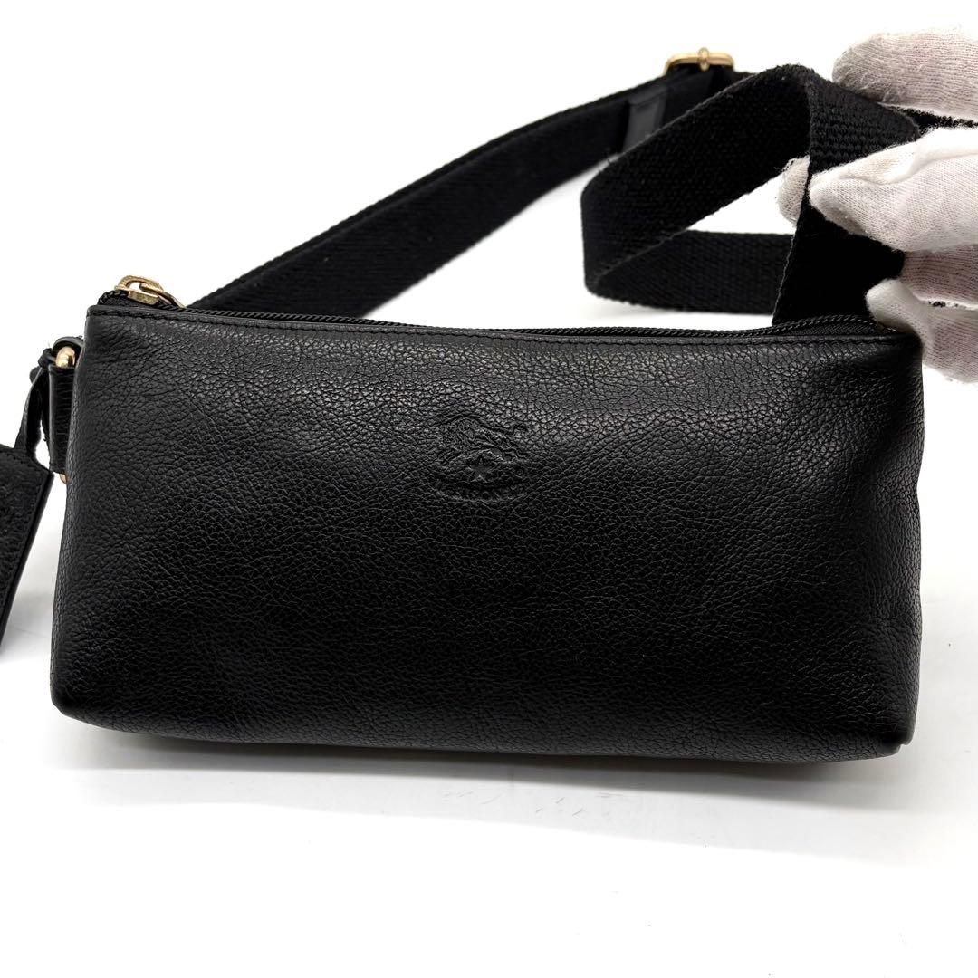【美品】イルビゾンテ ショルダーバッグ ボディバッグ レザー ブラック