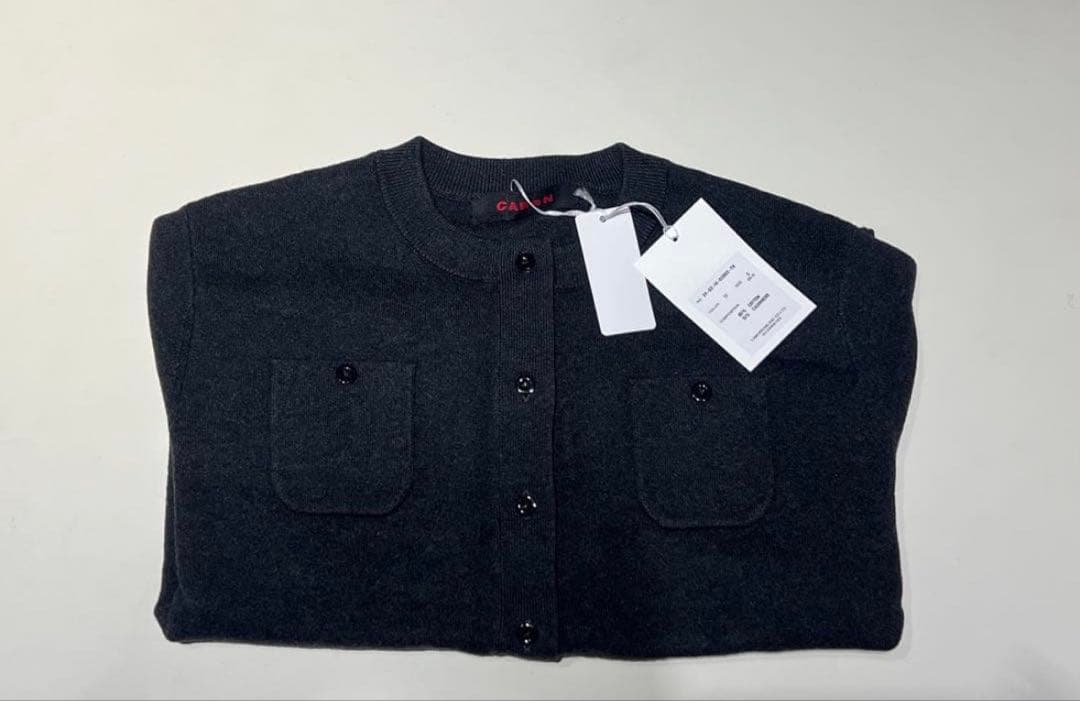 CABaN コットンカシミヤ クルーネックカーディガン チャコールグレー s