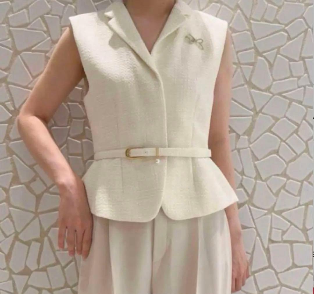 CELFORD 新品未使用　ベルト付きペプラムショートジレ　セルフォード　MIX