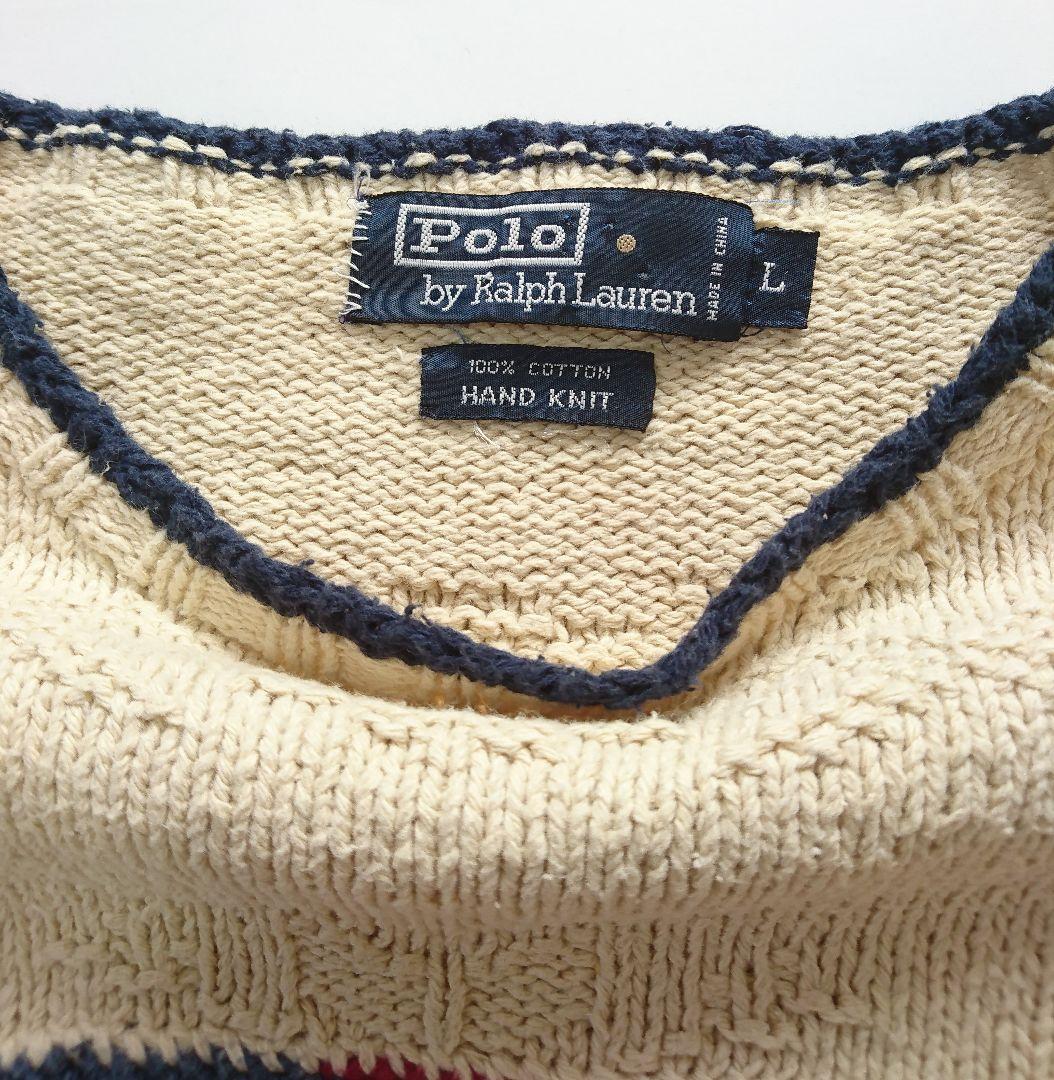 えだまめさん ポロラルフローレン✨ハンドニット 星条旗 コットンニット L