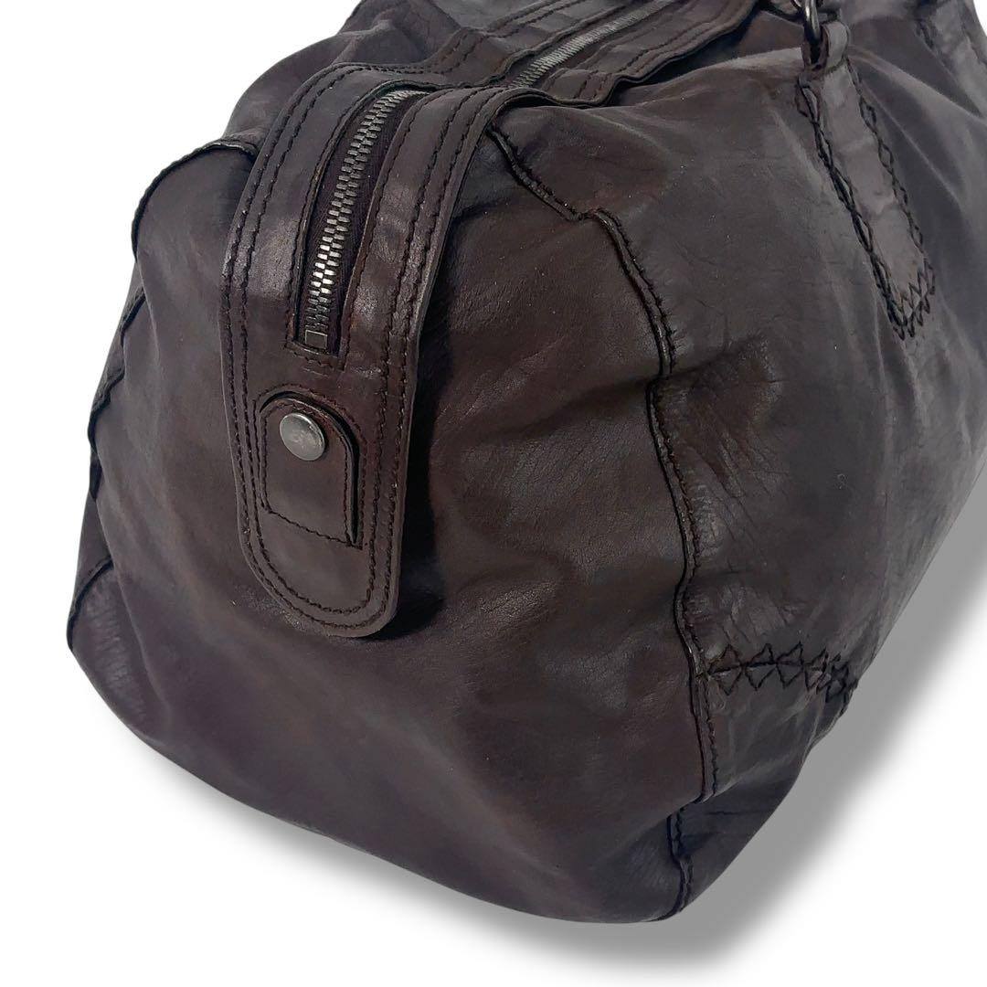 【高級】ボッテガヴェネタ ボストンバッグ イントレチャート レザー ブラウン