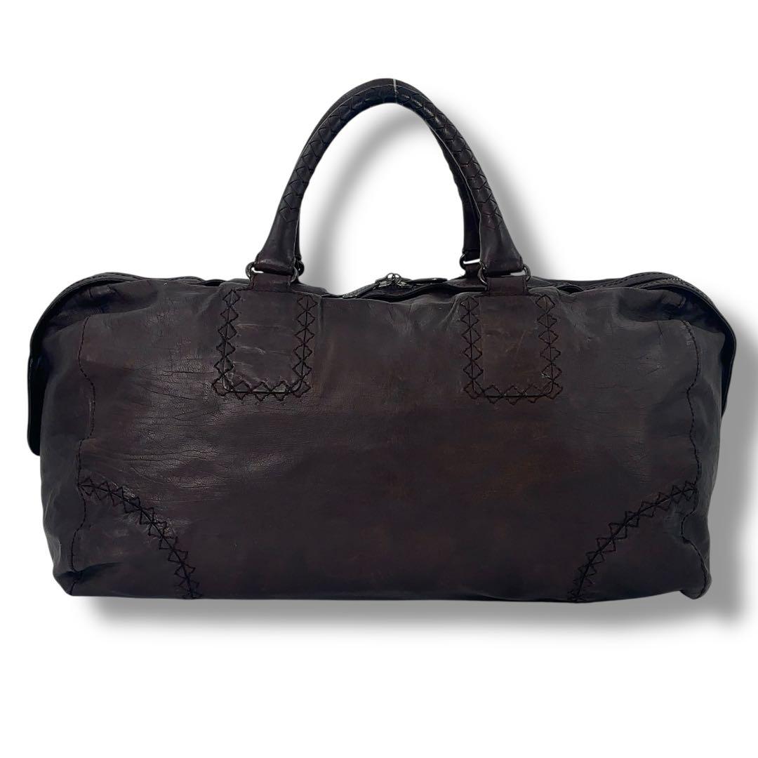 【高級】ボッテガヴェネタ ボストンバッグ イントレチャート レザー ブラウン