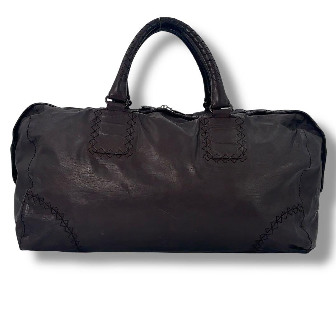 【高級】ボッテガヴェネタ ボストンバッグ イントレチャート レザー ブラウン